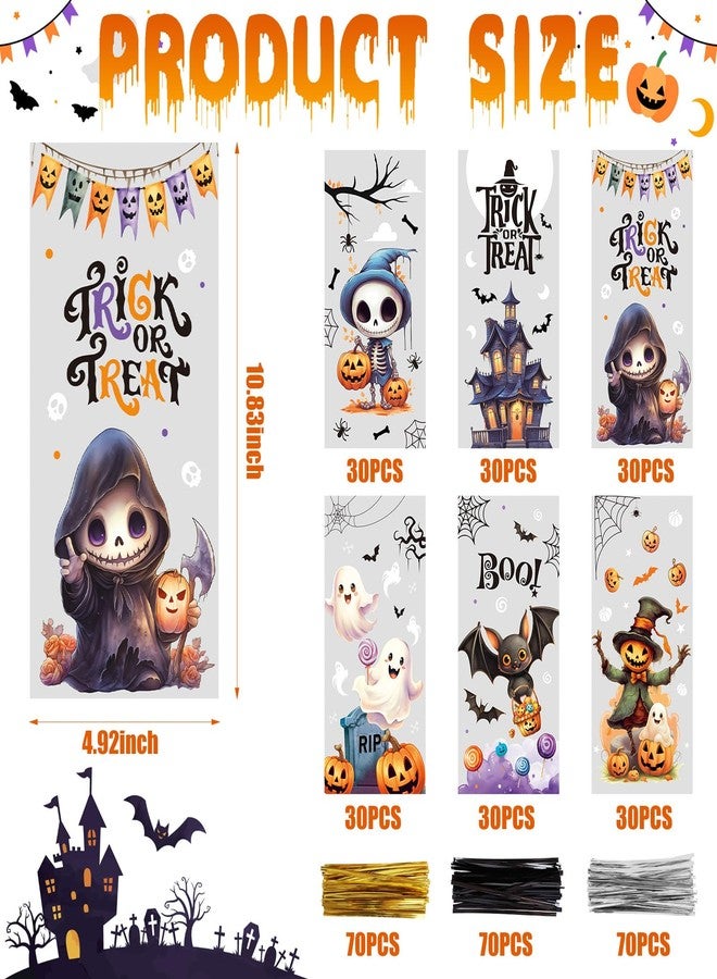 لوفر أكياس حلوى شفافة من السيلوفان من LOAVER، 180 قطعة، مع 210 ربطات لولبية، مثالية لتغليف حلوى الهالوين، والوجبات الخفيفة، والبسكويت، وهدايا الحفلات. - Image 2